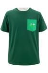 T1071   Design printing green round neck T-shirt Customized chest pocket T-shirt 