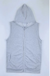 SKV048 Custom Grey Men's Hooded Sweatshirt Vest Jacket