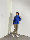 BD-MO-025 Design personality coat Model try on a black-and-blue removable hat Windbreaker jacket supplier