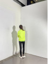 BD-MO-029 Custom casual jacket Model try on design fluorescent yellow collage striped coat windbreaker jacket supplier