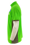 P1353 Custom fluorescent green half zipper Polo body side bump grey