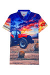 P1402 Custom Short Sleeve Polo Shirt Fashion Design Chest Pocket Whole Print Australian Agricultural Sublimation Sublimation Center Large Mechanical Engineering