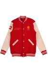 Z564 Order Men's Long Sleeve Baseball Jacket Fashion Design Red Contrast Color Graduation Memorial Jacket Snap Button Baseball Center 