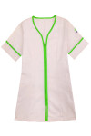 NU072 Order Online Custom-Made White Nurse Uniform Custom Green Zipper Contrast Color Wrapping V-neck Embroidered LOGO Nurse Uniform Nurse Uniform Factory