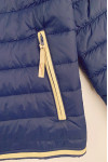 J955 Order Online Custom Royal Blue Padded Jacket Fashion Design Embroidered LOGO Collar Contrasting Color Zipper Padded Jacket Supplier 100%Polyester 