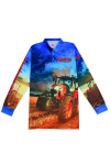 P1429 Tailor Made Long Sleeve Mens Polo Shirt Design Full Fit Dye Sublimation Three Buttons Australian Farm Engineering Gear Long Sleeve Polo Shirt Center 100%Polyester