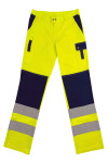 H254 Customized fluorescent yellow trousers and slanted pants Customized reflective strip contrasting color industrial slanted pants Slanted pants specialty store