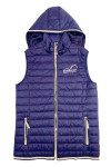 J972  Custom-made women's loose hooded down vest jacket with embroidered logo and button design on the back hem Equestrian club 