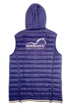 J972  Custom-made women's loose hooded down vest jacket with embroidered logo and button design on the back hem Equestrian club 