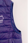 J972  Custom-made women's loose hooded down vest jacket with embroidered logo and button design on the back hem Equestrian club 