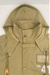 J977  Design army green fashion coat custom embroidered logo Fashion coat manufacturer hooded Fashion coat  military jacket rope tail leather buckle japan vintage nostalgia