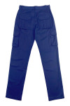 H264  Custom-made solid color blue multi-pocket cargo pants design French pocket pants diagonal pants supplier Waist button adjustment design