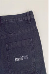 JS011  Custom fashion black jeans design French coin pocket jeans wide leg jeans 100% polyester embroidered logo