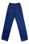 JS012  Fashion design stitching dark blue jeans bulk order wide leg jeans 100% polyester with embroidered logo