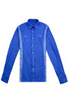 R370 Bulk Order Blue Long Sleeve Shirt Supply Contrast Shirt Side Double Breast Pocket Property Management Shirt