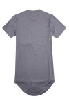 T1102 Order online gray short-sleeved T-shirt fashion design left chest zipper pocket floral gray