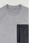 T1102 Order online gray short-sleeved T-shirt fashion design left chest zipper pocket floral gray