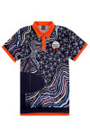 P1513   Fashion Design Full Body Printed Polo Shirt Custom Orange Polo Collar Three Buttons Dye Sublimation Polo Shirt JATU Uniform Company 