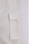 H274  Order white solid color multi-pocket diagonal pants with elastic buttons at the top of the pants Slant pants design company 
