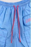 H275  Design Blue Elastic String Slant Pants Custom Fashion Bag Men's Slant Pants Shorts Key Pocket Design Embroidered Logo Slant Pants Design Company 