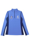 P1530 Custom-made blue long-sleeved stand-neck polo shirt with fashionable design and printed LOGO contrast color patchwork equestrian club equestrian competition