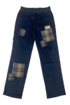 H283 Large order black corduroy checkered trousers