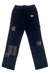 H283 Large order black corduroy checkered trousers