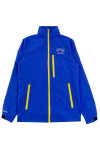 J1041 Large quantity of customized long-sleeved blue windbreaker jacket with zipper pocket design on the front for sale. Stand collar windbreaker jacket 320T Taslan 