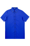 R415  Personalized men's short-sleeved shirt, blue, right-angle collar style, contrasting placket design 