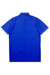 R415  Personalized men's short-sleeved shirt, blue, right-angle collar style, contrasting placket design 