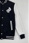 Z660  Fashionable customized baseball jacket, contrasting sleeve baseball jacket, hand embroidered LOGO, button baseball jacket design, black contrasting color 