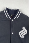 Z660  Fashionable customized baseball jacket, contrasting sleeve baseball jacket, hand embroidered LOGO, button baseball jacket design, black contrasting color 