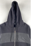 Z663 Order online for customized black sweatshirt jacket, metal zipper sweatshirt jacket, hooded sweatshirt jacket, patchwork fabric 