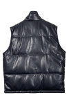 J1056 Mass customization of PU imitation leather quilted vest jacket, glossy vest jacket, double side pockets, turtleneck vest jacket 