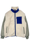 J1057 Personally designed three-color spliced ​​fashion jacket, fake two-piece polar fleece jacket, button patch pocket, windbreaker fabric spliced ​​jacket 