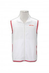 V086 Professional Custom White Red Border Printing LOGO Zipper Singapore Vest Jacket