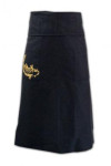 AP004 How to Purchase Free Size Aprons Black Half Waist Apron with 2 Side Pockets and Custom Embroidery