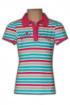 P227 red collar colar striped polo shirt