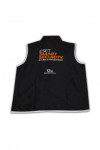 V152 Customized Contrast Color Zipper Printing Logo Black  Vest Jacket 