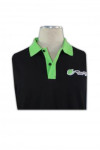 P243 green collar black polo shirt