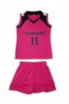 W109 OEM Athletic Wear for Women Girls Pink Black Contrast V-Collar Basketball Jersey with Shorts