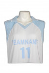 W112 Tailor Made Athletic Wear Basketball Team Uniform Set Men's White Light Blue Contrast V-Collar Jersey and Shorts