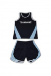 W114 Tailor-made Girls Training Kit for Basketball Volleyball Netball Black Blue Round Neck Jersey Set
