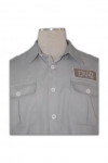 D060 Personalised Silkscreen Logo Printing Workwear Grey Short Sleeve Company Shirt Uniform with Reverse Pleat Pockets