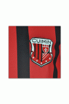 SE008 Custom Produce Long Sleeve Football Jersey Red Raglan Sleeve Soccer Shirt with Black Stripes