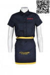 AP058 Custom Produce Black Lead Half Waist Aprons with Contrast Hem and Ties Singapore Uniforms for Corporate Promotional Events Trade Exhibitions