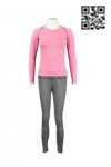 TF001 Design Your Own Yoga Wear Pink Top with Gray Leggings for Women