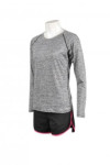 TF008 Mass Customization Women's Basic Long Sleeves and Shorts Sports Attire Grey Black Sportswear