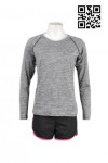 TF008 Mass Customization Women's Basic Long Sleeves and Shorts Sports Attire Grey Black Sportswear