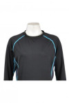 TF013 OEM Dri-FIT Black Sports Top Round Neck Long Sleeve T-shirt with Contrast Detail